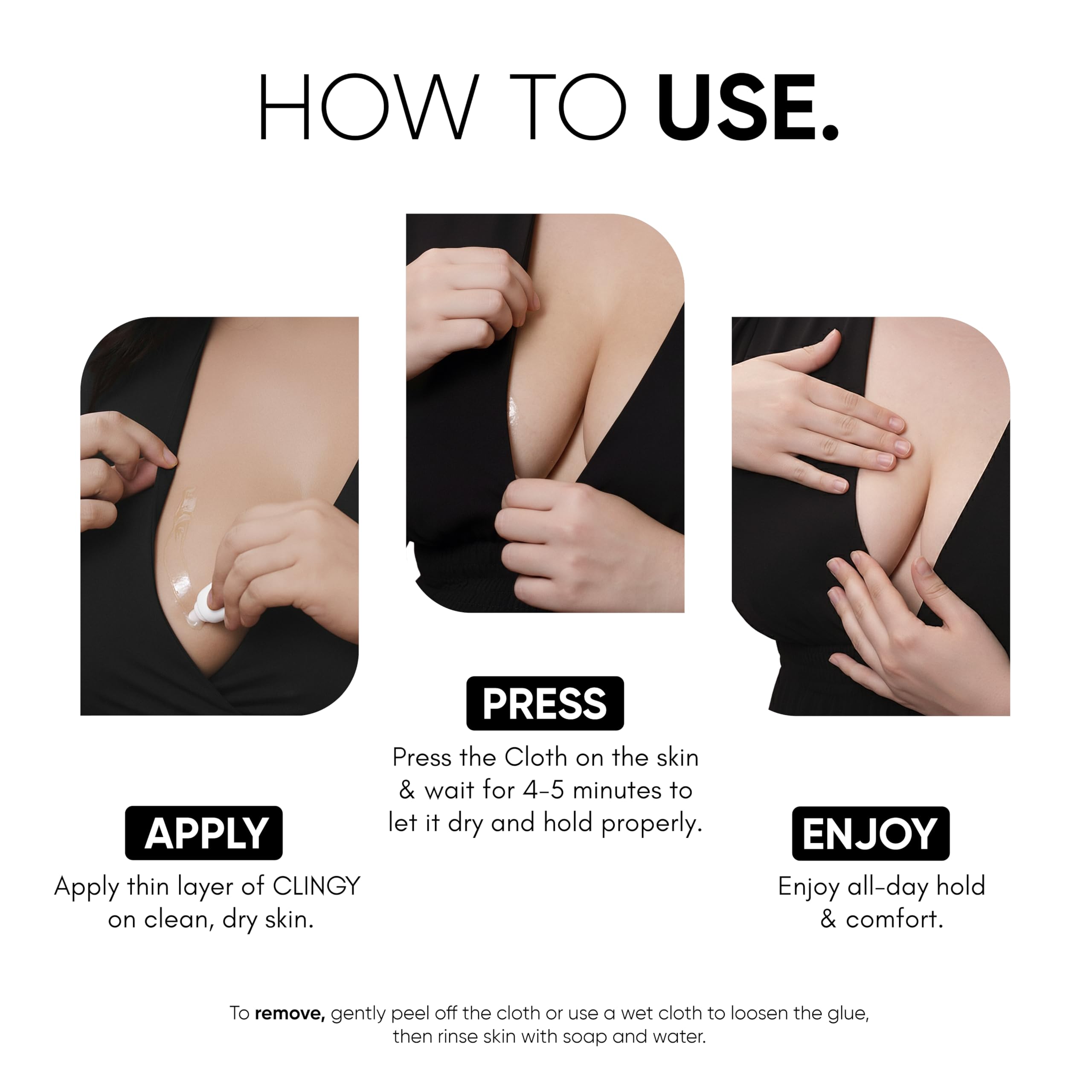 Masotta Clingy Colle pour le corps : adhésif résistant à la transpiration et sans danger pour la peau, idéal pour la mode et le coiffage. Fixateur pour vêtements et vêtements sans bretelles, roll-on