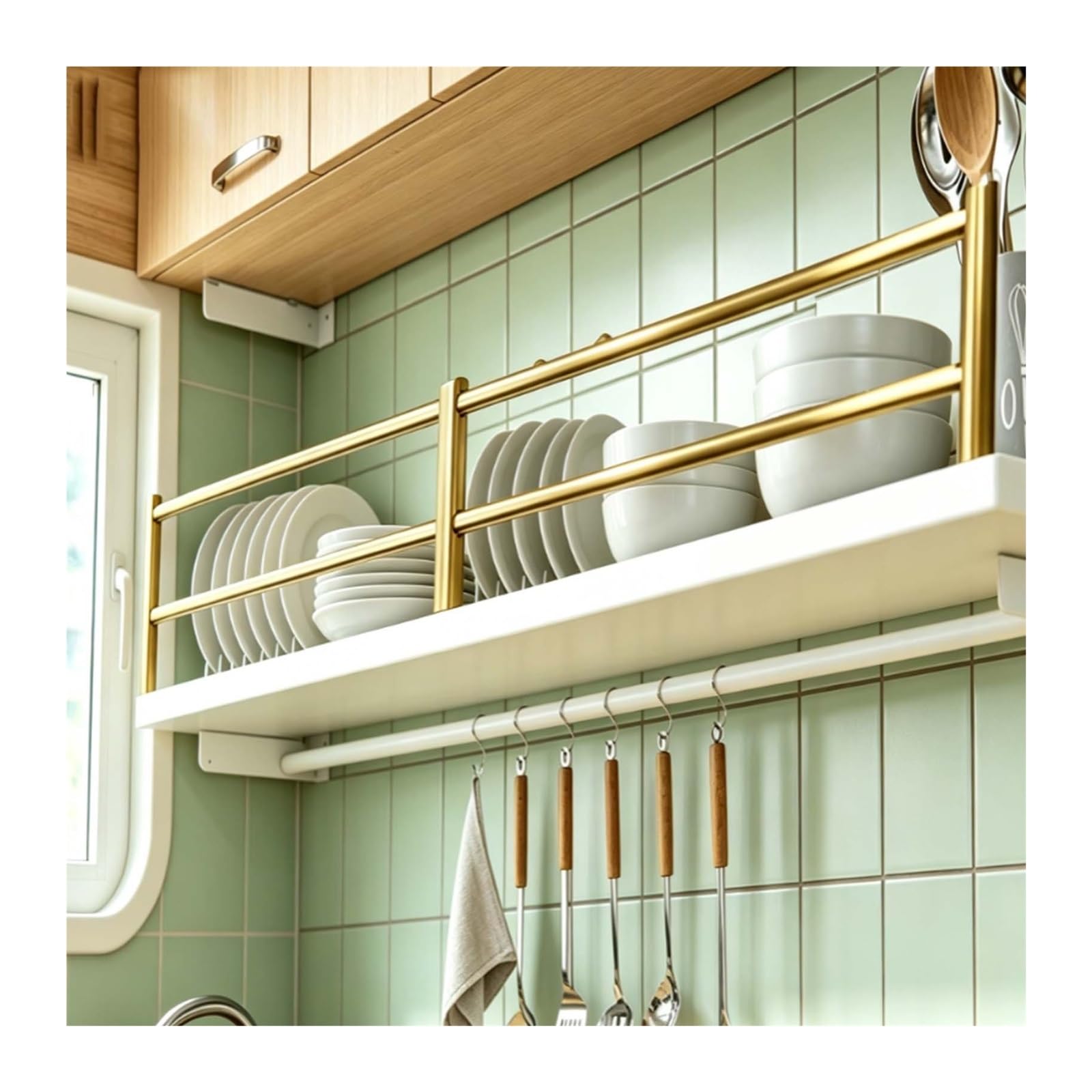 HHJFSP Shelf Guard Rail for Cabinet, Front Guardrail with Customizable Length, Secures Items Bathroom/RV/Bookshelf/Kitchen Rod(37.8″(96cm) L)