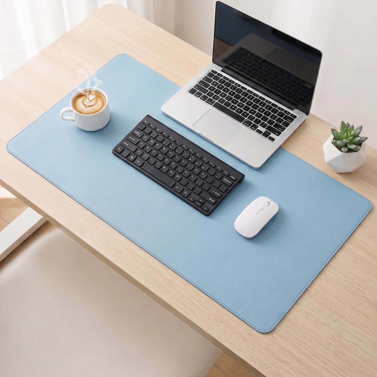 Dressing Table Makeup Mat, Waterproof Cover for Workstation, Oil and Dust Resistant, Smooth and Soft, Blue 35 * 160cm Computer Office Large Desk Mat