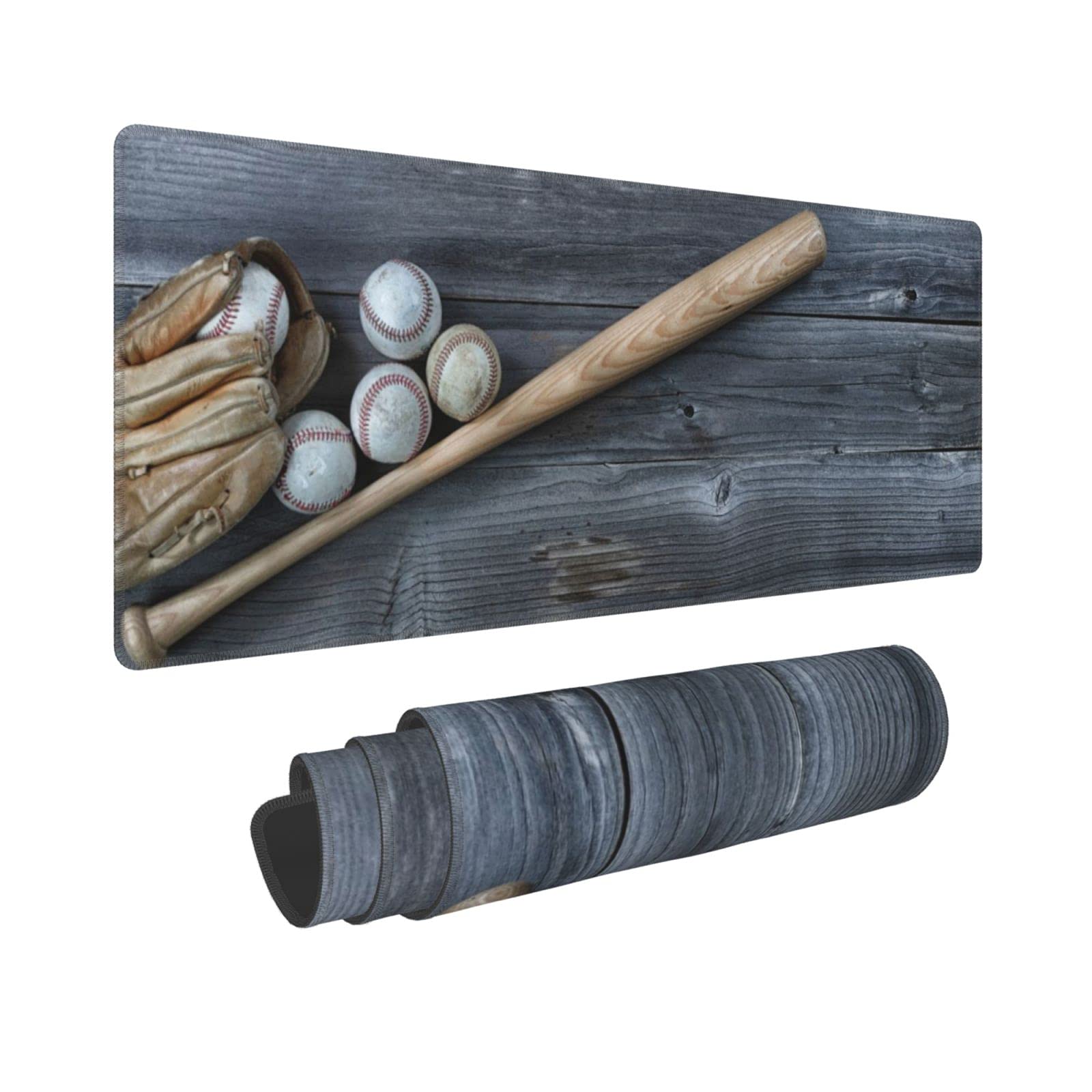 Baseball Mouse Pad XL Mouse Pad Extended Speed Gaming Mouse Pad Rustic Wood Cool Desk Mat with Stitched Edges Natural Rubber Base for Home Office Supplies 31.5 x 11.8 Inch
