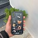 Pikkme Bumper Case for iPhone X/Xs | Cute Fun Cartoon 3D Bear Silicone Full Body Protection Back Cover (Black) gallery image