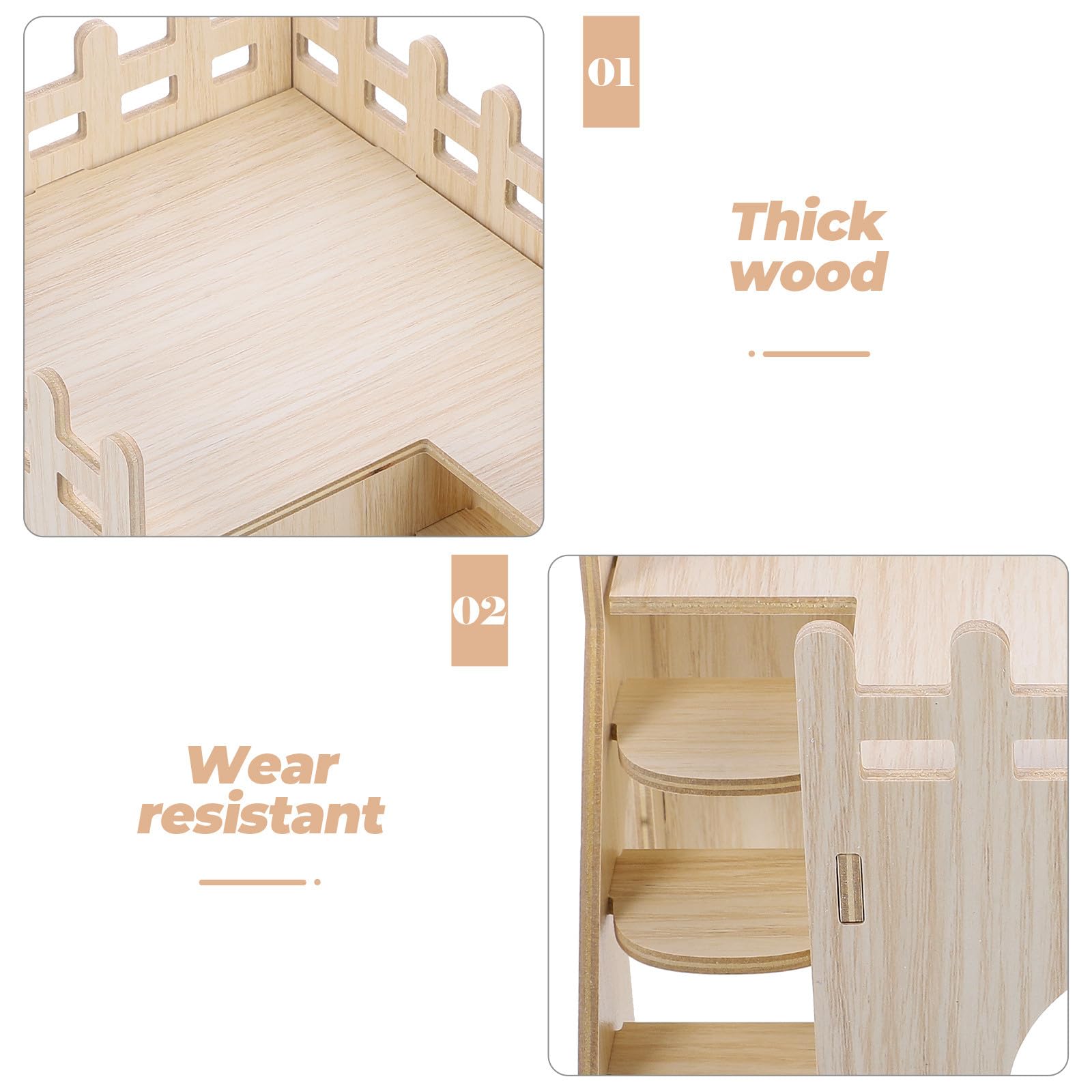 Amazon | VILLCASE ハムスターハウス 木製 隠れ家 巣箱 ゴールデン