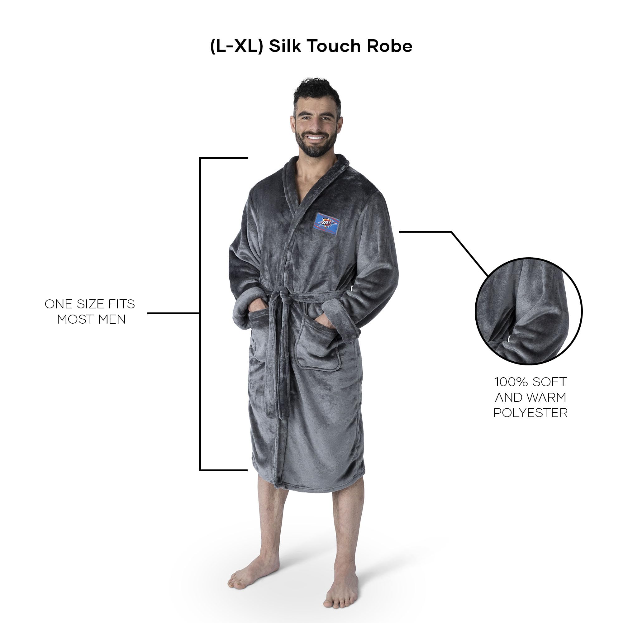 Northwest Patch Silk Touch Robe Accappatoio in Seta con Toppa Transfer, Carbone Fast Track, XL Uomo