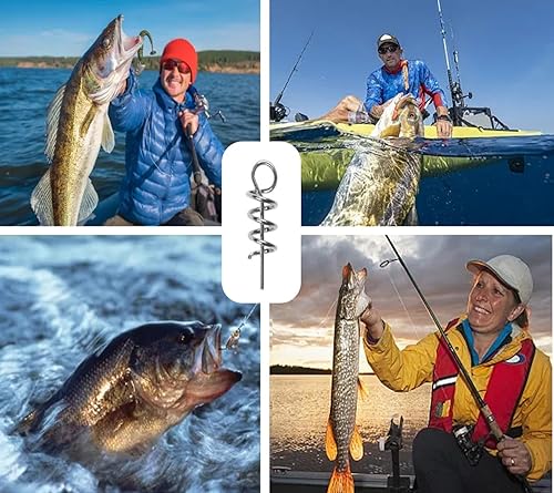 Miniatura 8 de Hyamass 200 piezas de señuelo suave de cebo de resorte de bloqueo giratorio de pesca al aire libre manivela de gancho de centrado para señuelo suave