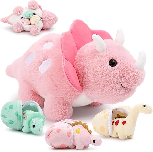 Karister Juego de 3 animales de peluche de dinosaurio suave para niños y niñas triceratops tiranosaurio rex y charizard