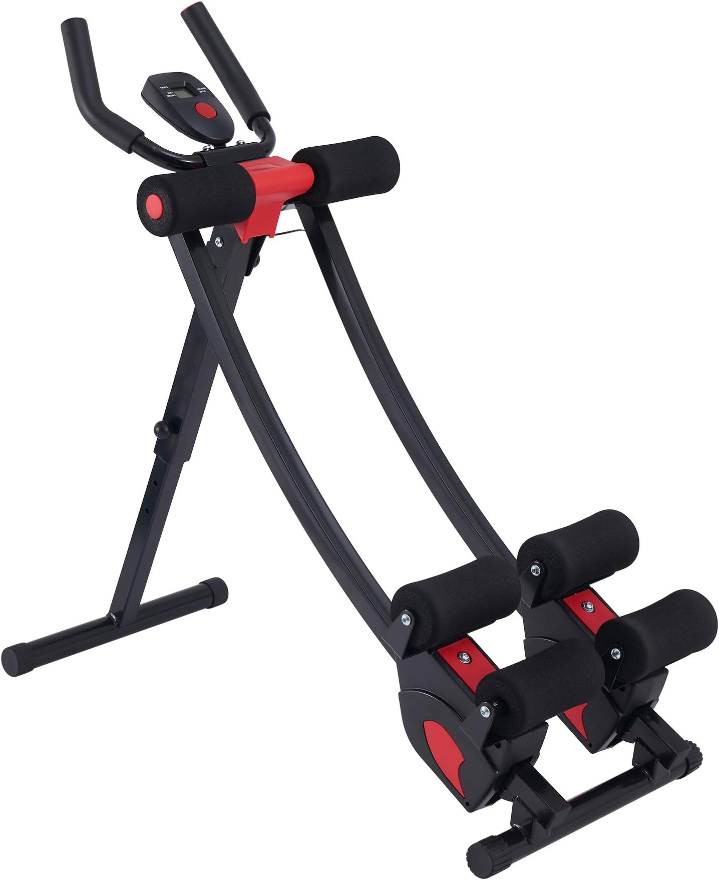 Ab Machine for Home Gym, Core Strength Training Equipment for Home Fitness, Ab Crunch Coaster with 4 Intensities and Digital Display, Foldable Core Trainer for Abdominal