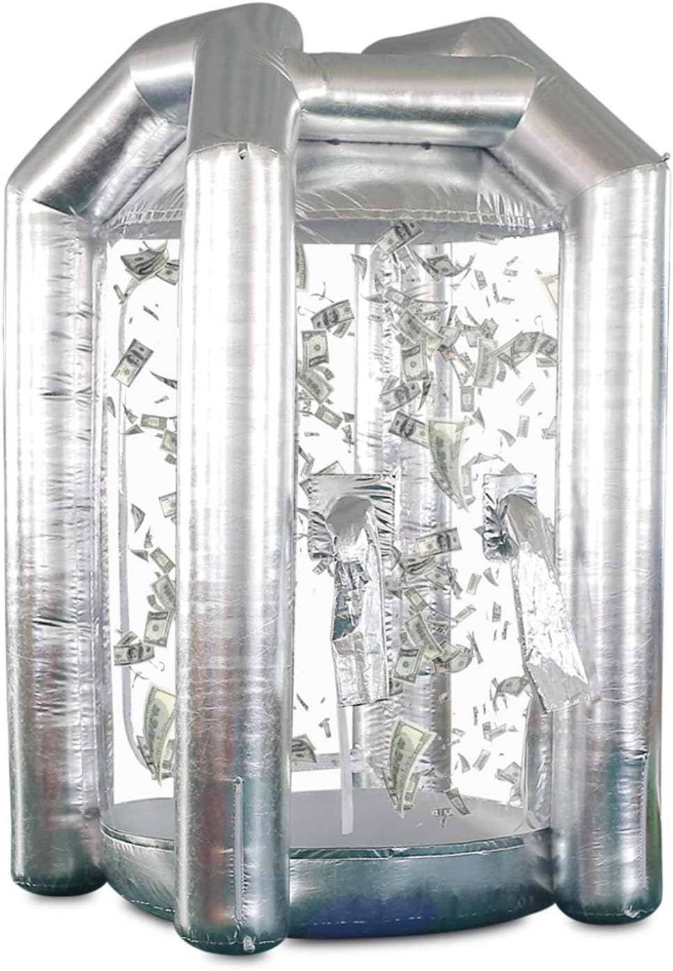 SAYOK Inflatable Cash Cube Booth Inflatable Money Grab Machine Booth for Business Advertising Event Promotion(NO BLOWERS Include) (Silver, 4.92ft x 4.92ft x 8.2ft)
