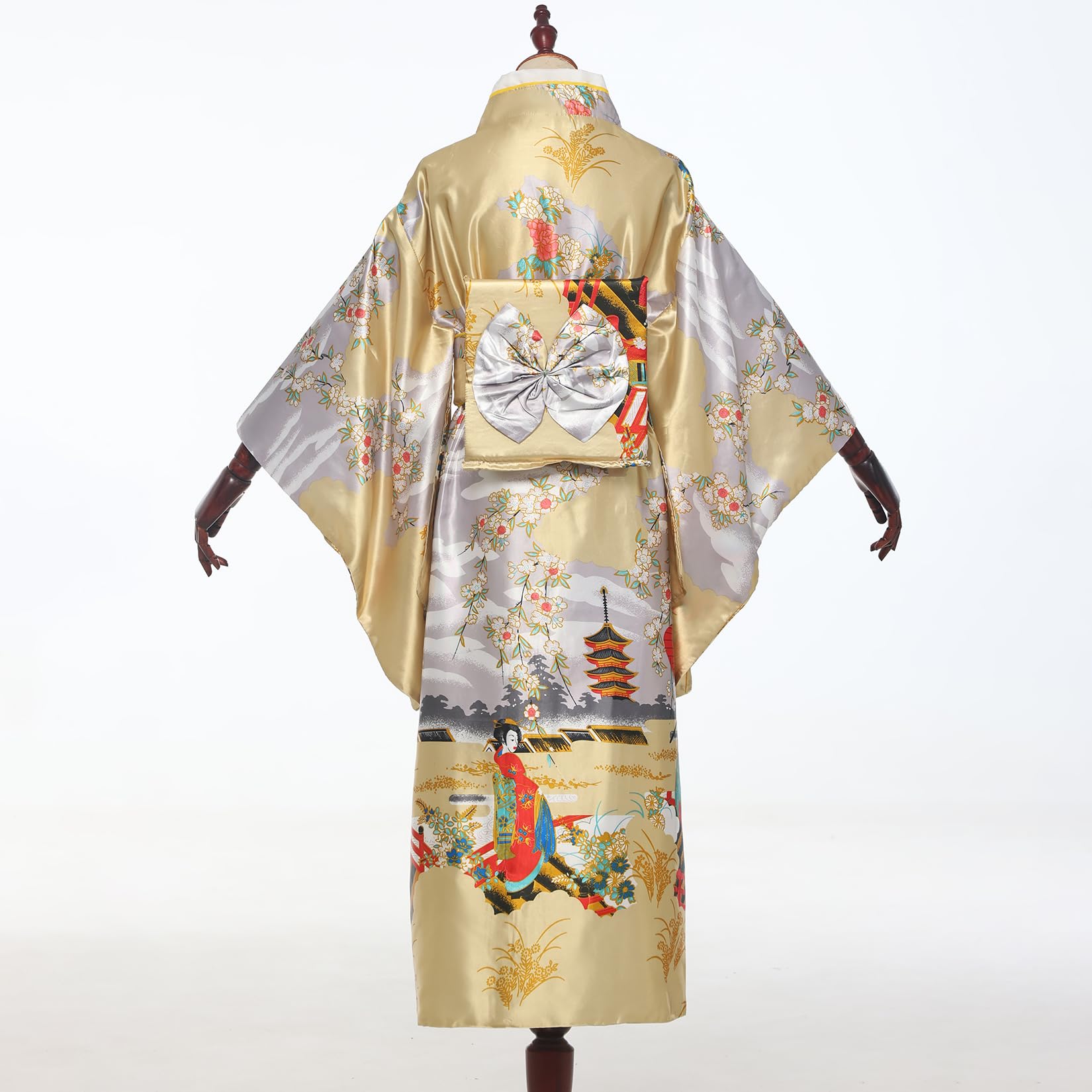 BPURB Bata tipo kimono para mujer, vestido tradicional japonés, geisha, yukata, fiesta de Halloween, cosplay, disfraz de fotografía
