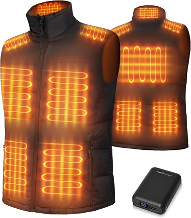 Mens Heated Vest with 18400mah Battery Pack, 10 Heating Zones, Dual Control, Lightweight Heating Vest