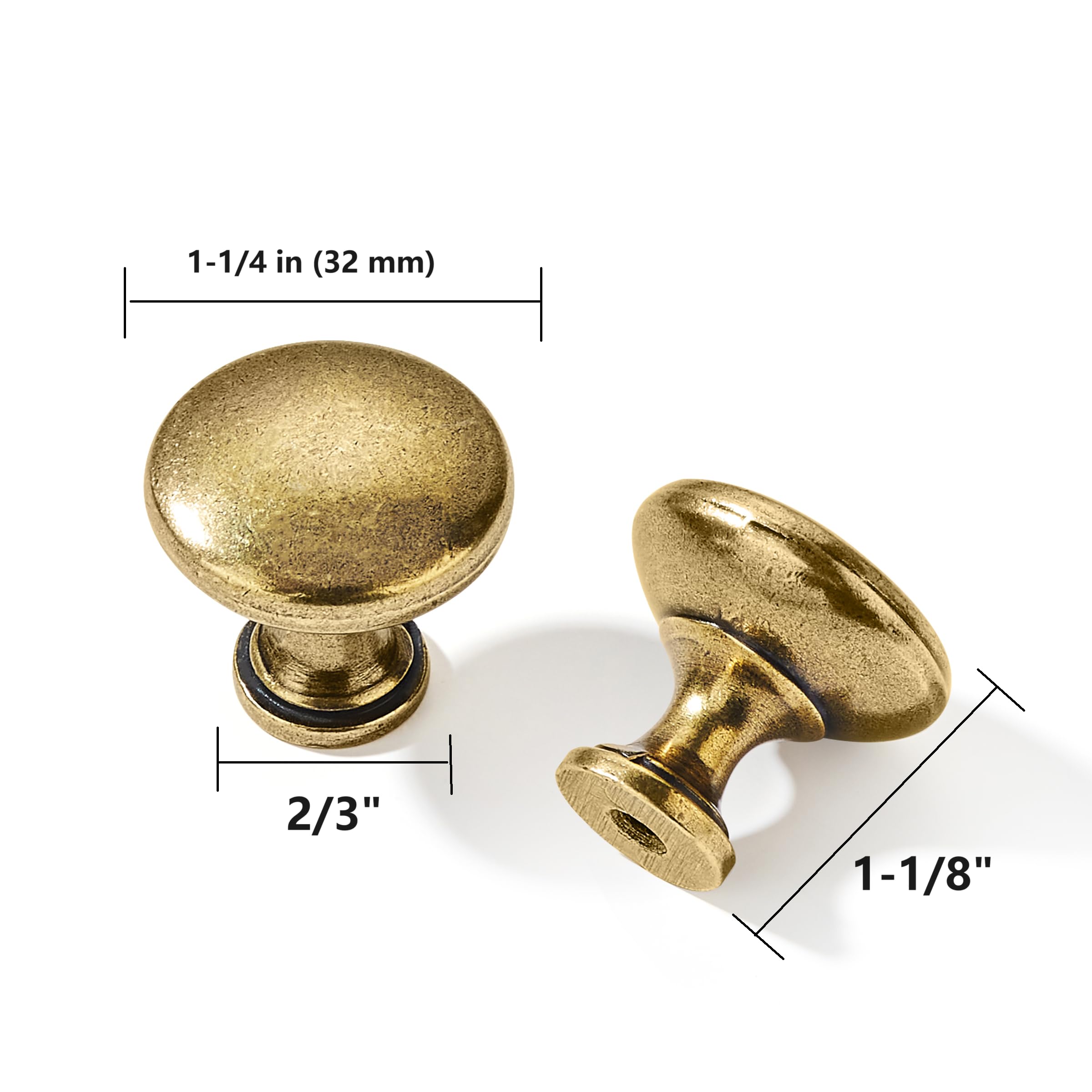 KHTUMEWARE-88304 Round Knob, Antique Pewter, 1-1/4 in (32 mm), 10-Pack in Antique Pewter — KHTUMEWARE