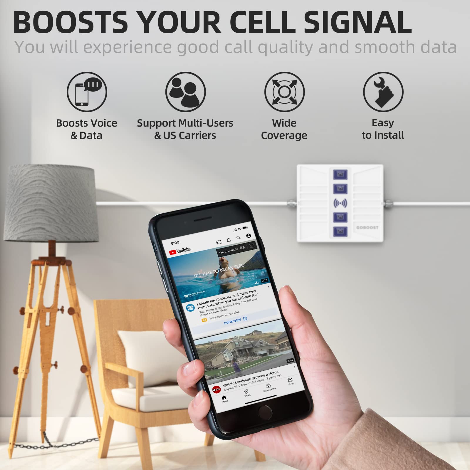 Cell Phone Signal Booster For Home 2G/3G/4G Cell Phone Signal