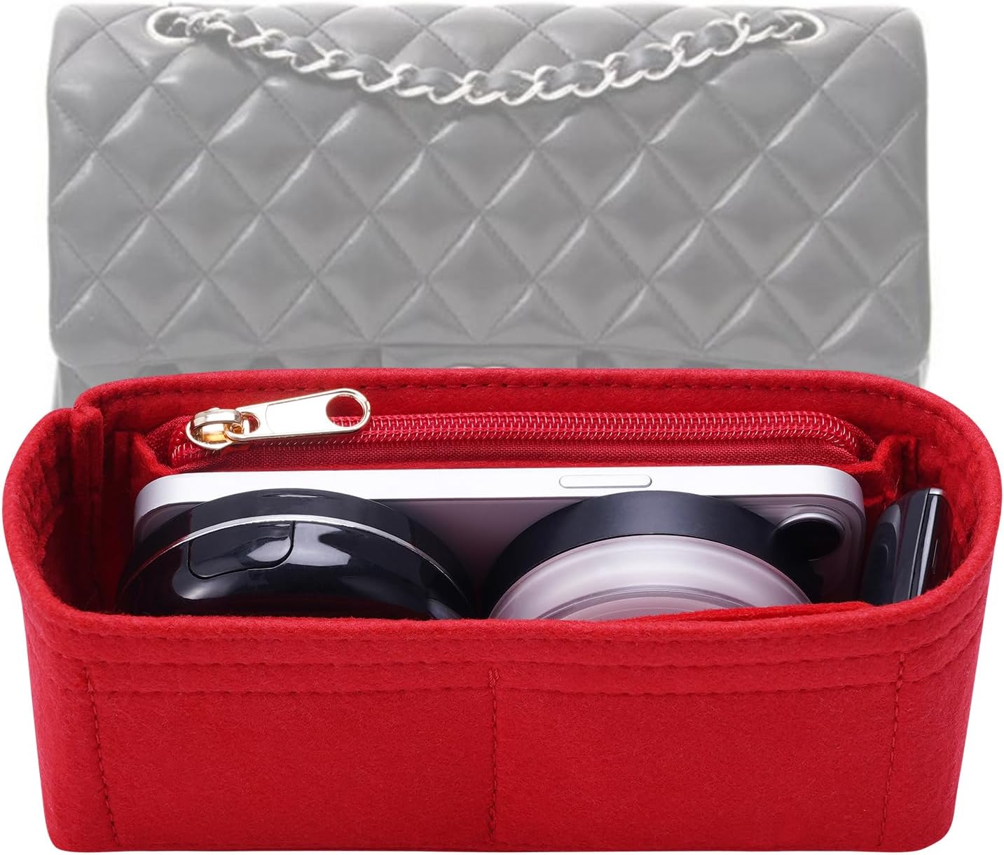 LOUKAYCCI Purse Organizer Insert for Chanel Classic Flap Medium Bag Organizer Insert Handbag (Red, Medium)