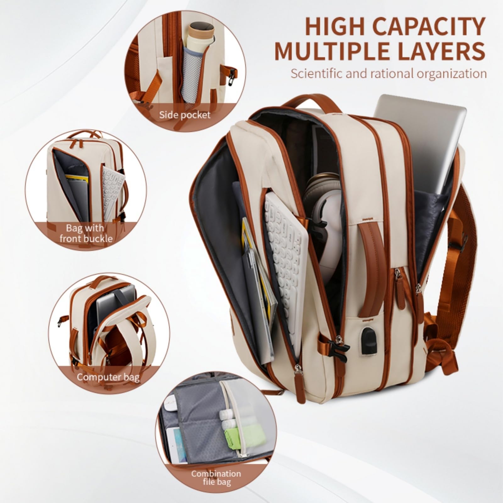 Mochila escolar Zaino Per Laptop Aziendali Di Grande Capacità Uomini E Donne, Vintage Trim Travel Zaino, Borsa Scolastica Multifunzionale Gli Studenti-dark Grey-china Mainland