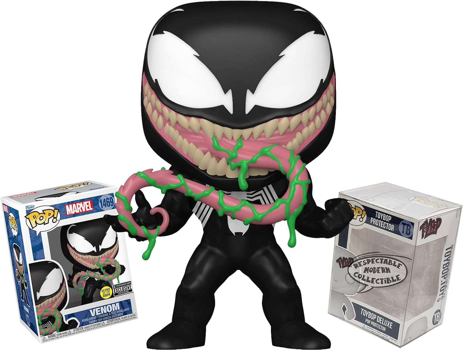 Funko Glow-in-The-Dark Venom with Ooze + ToyBop Protector: EE Exclusive Pop! Marvel Comics Vinyl Figure (Bundled with Pro-Deluxe Pop Protector Collector Case Box Gift Set)