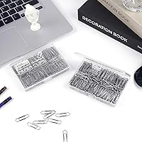Vista 5 de 700 clips de papel, pequeños clips de papel para papeleo, 2 cajas de 350 piezas cada una, cajas de plástico resistentes y mejoradas bien