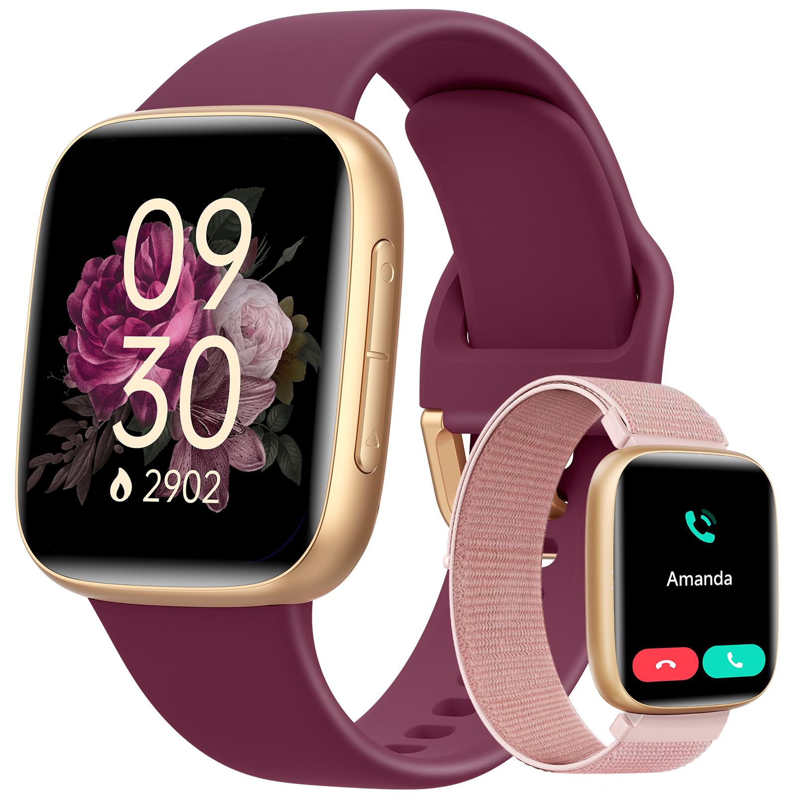 ENOMIR Smartwatch Damen mit Rauschunterdrückung Telefonfunktion, Herzfrequenzmonitor,Schlafanalyse,Zyklus-Tracker für Frauen, Sportuhr Damen 110+ Sportmodi, 1.85