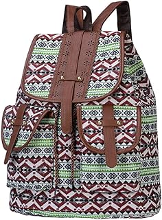 UKCOCO 1 Peça Mochila Mochila Feminina Mochila De Viagem Sobre Ombro Para Mulheres Bolsa De Viagem Bolsa De Mão De Viagem Para Mulheres Mochila Étnica Retro Mochila De Lona Verde Claro