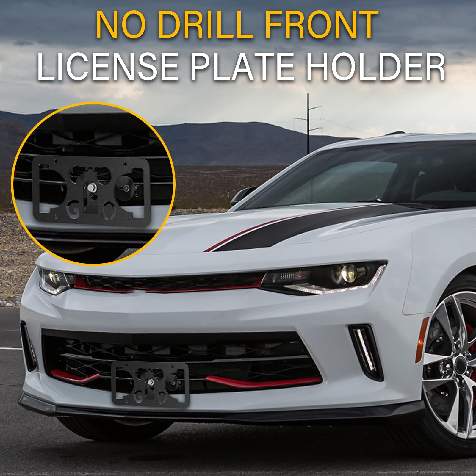 No Drill Front License Plate Mount For Chevy Blazer 2019-2024 - Anti-Theft Bracket Holder, Black - View #6