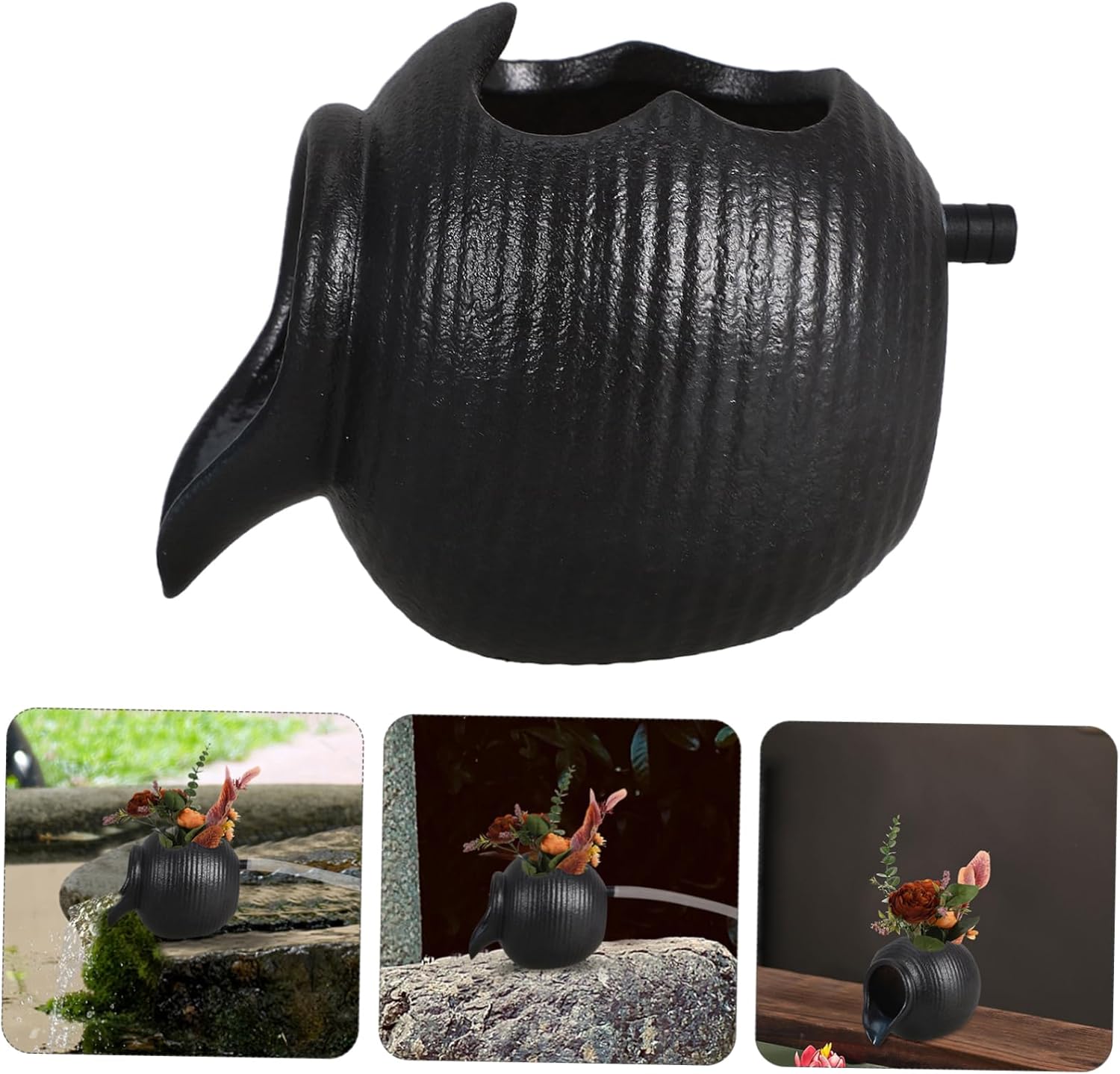 Cabilock Circulating Garden Jar Water Fountain Spitter for Outdoor Decoration Ceramic Waterfall Accessory for Fish Tanks and Hydroponic Plants