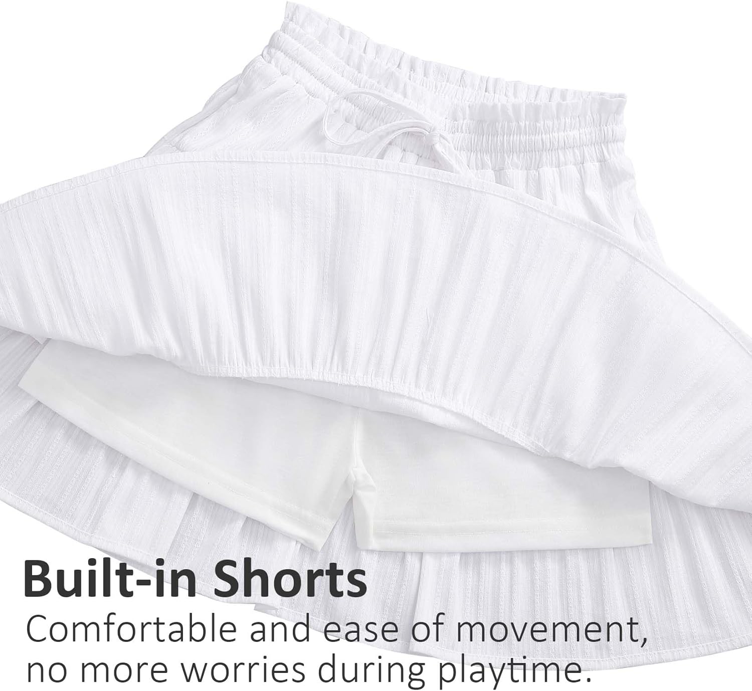 Girls Skirt High Waist Tiered Ruffle Knee Length Midi Skirt with Shorts and Pockets for 4-13Y - Image 4