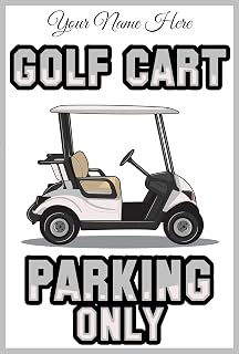 Custom Golf Cart Parking Sign – Add Your Name & Choose Color – Personalized 12x8 inch Metal Aluminum Tin Sign – UV Printed for Garage, Wall Decor, or Golf Cart Parking (Silver)