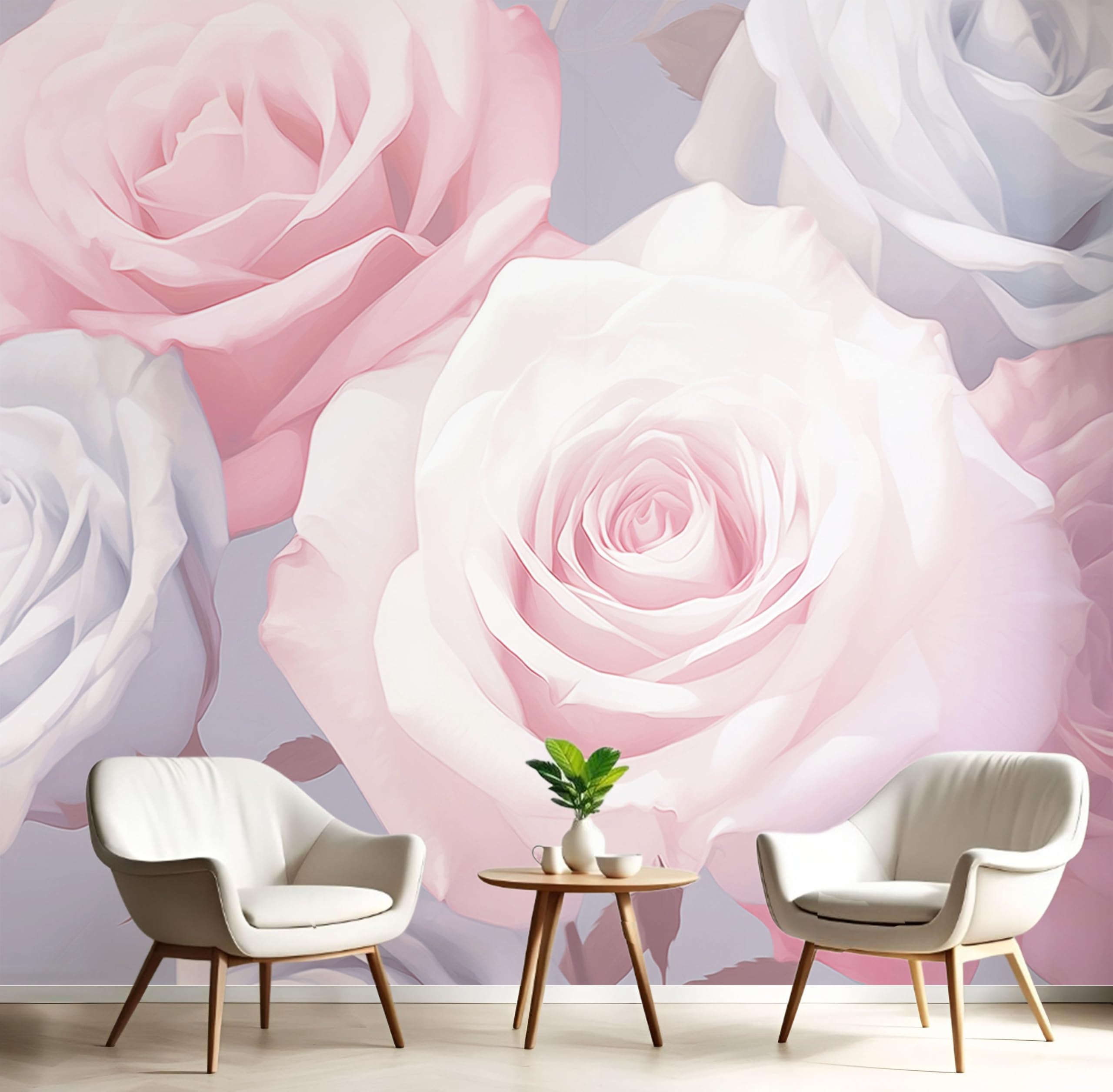 Fotomurales Plantas Románticas de 150X105Cm y Papel Pintado De Mural Seda Rosa