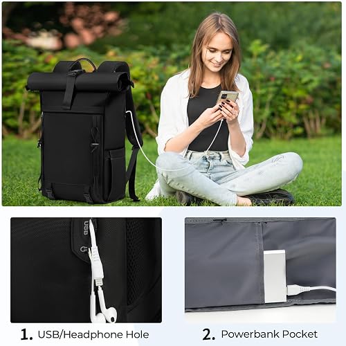 RAINSMORE Sac a Dos Homme Femme Sac a Dos Voyage pour Portable 17 Pouces - 6