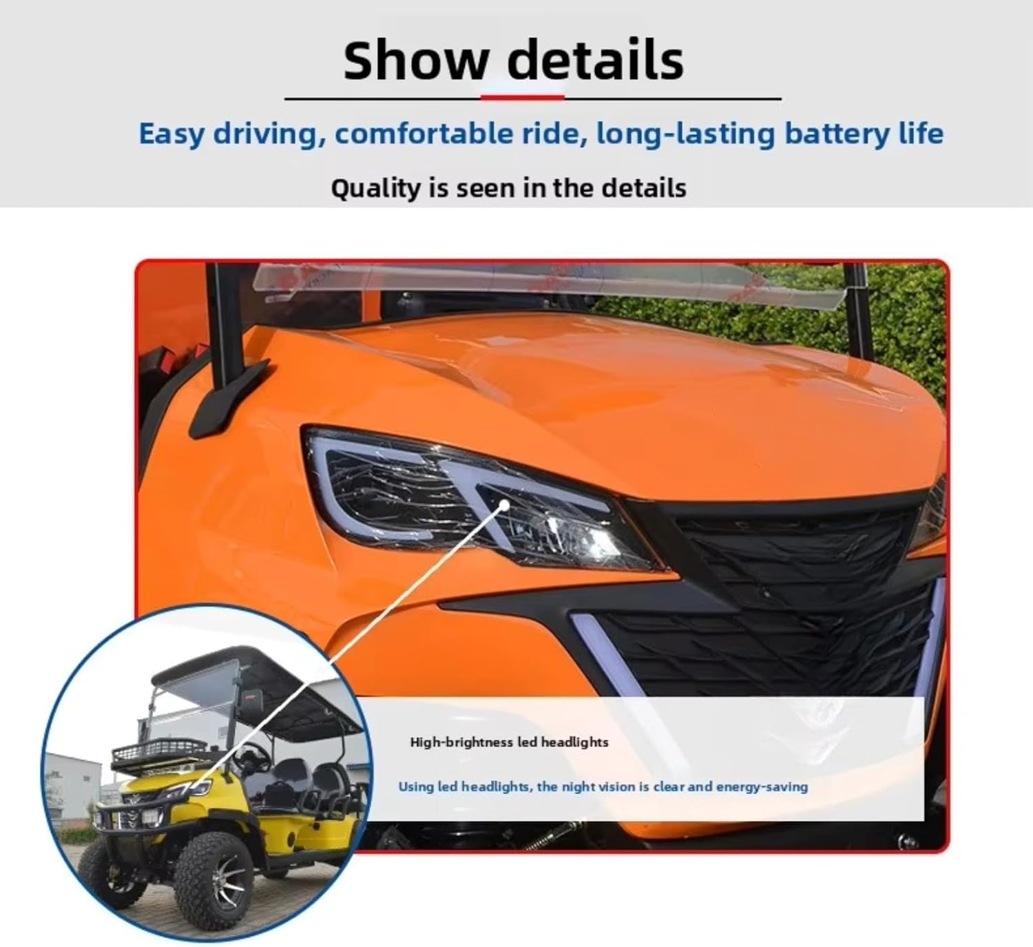 Street Ready Electric Golf Cart 2 Seat Compact Golf Carts with Canopy and Windshield Farm Load Truck Courtesy Car for Seniors and Adults Comes