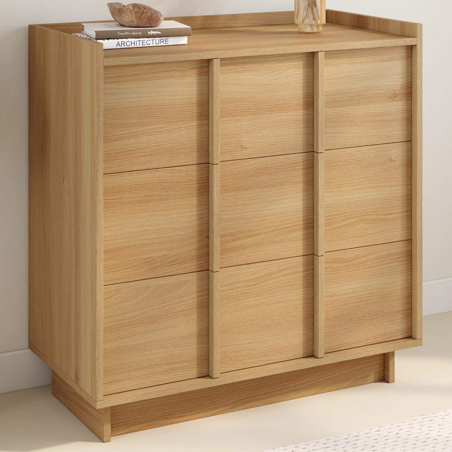 IDMarket - Kommode Rosie 3 Schubladen 80 cm Buche-Optik Minimalistisches Design