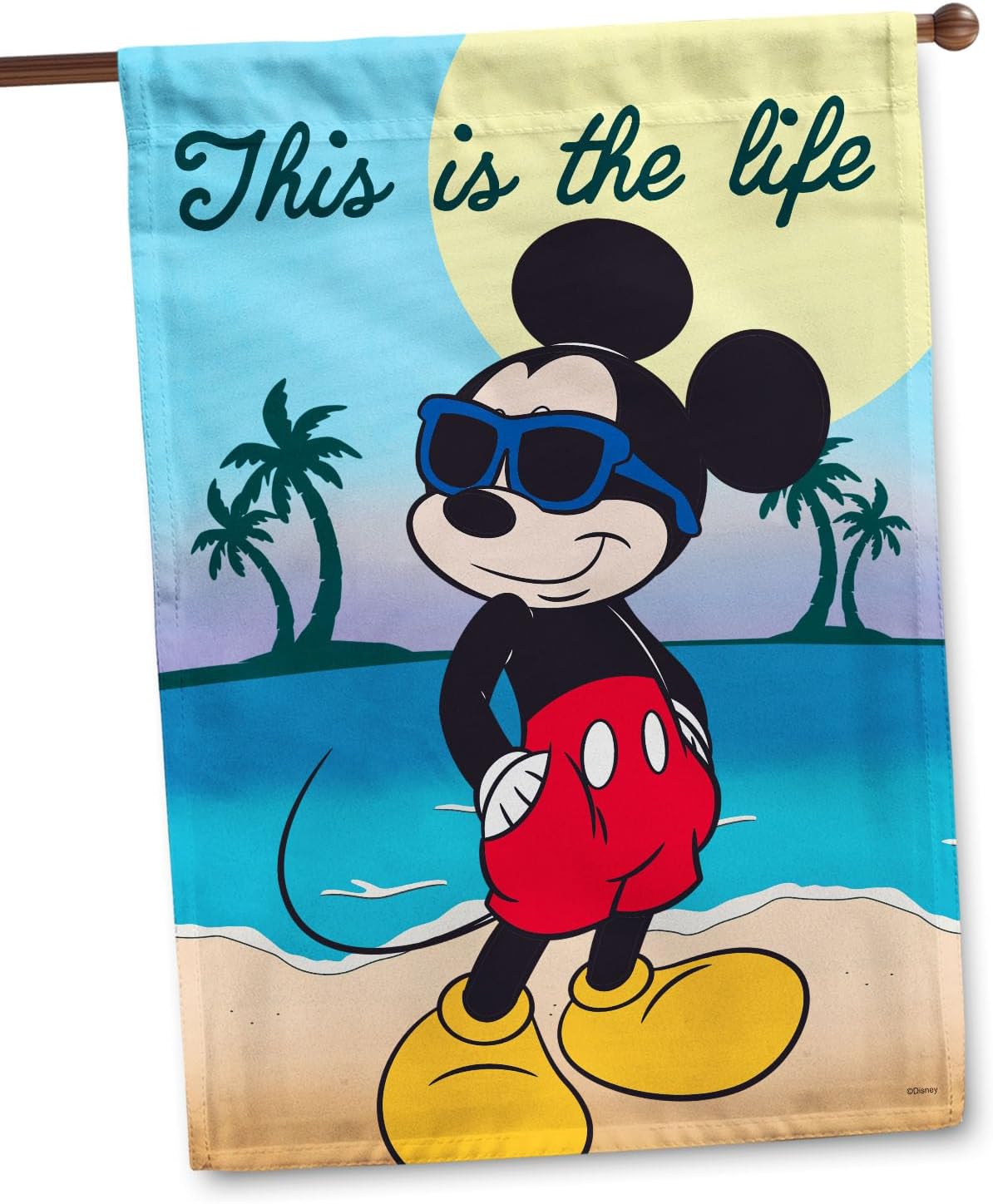 Flagology, Disney This is the Life Beach Mickey Mouse Summer House Flag 28" x 40", Outdoor Flag, Exclusive Premium Fabric, Officially Licensed Disney, Outdoor Décor
