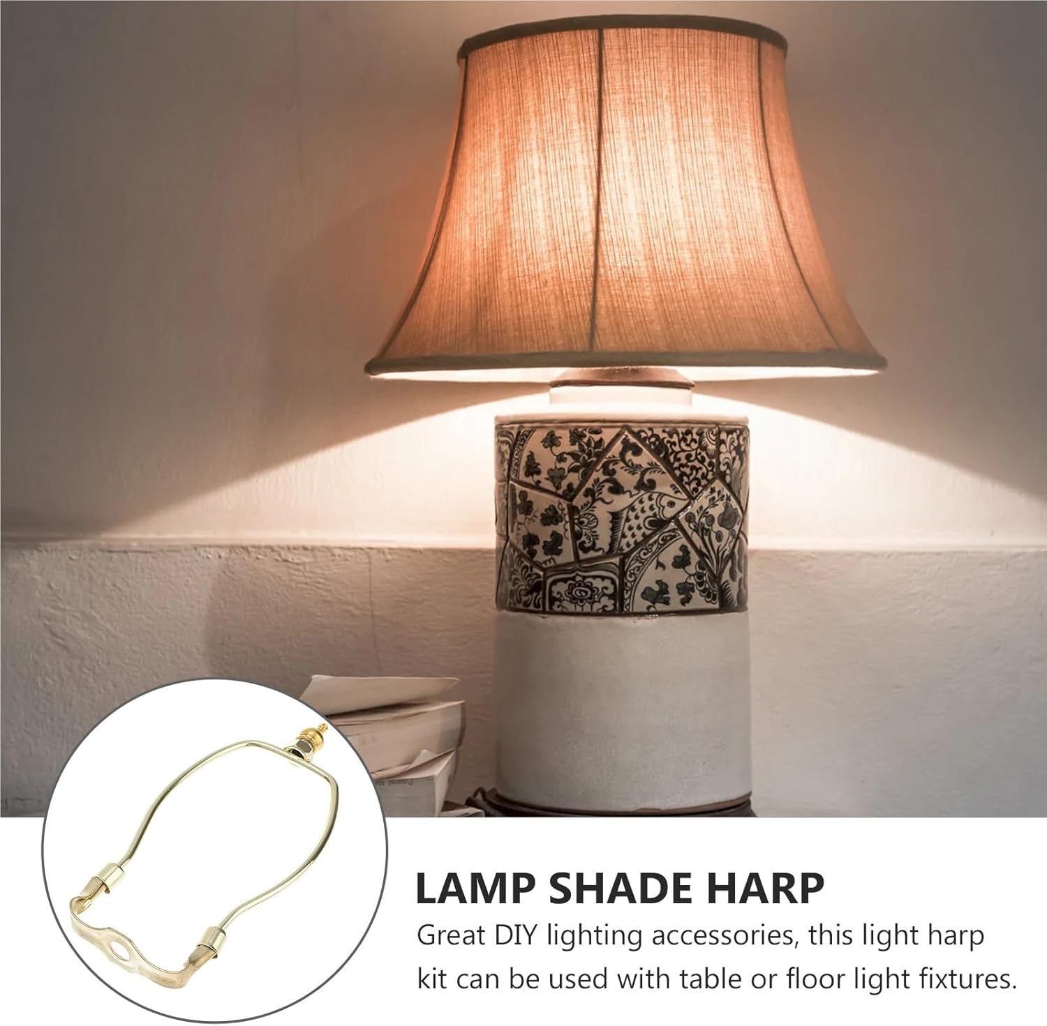 Lamp Harp 4pcs 6 Inches Horn Frame Lamp Harp Holder Lampshade Bracket Lighting Accessories for Table & Floor Lamps