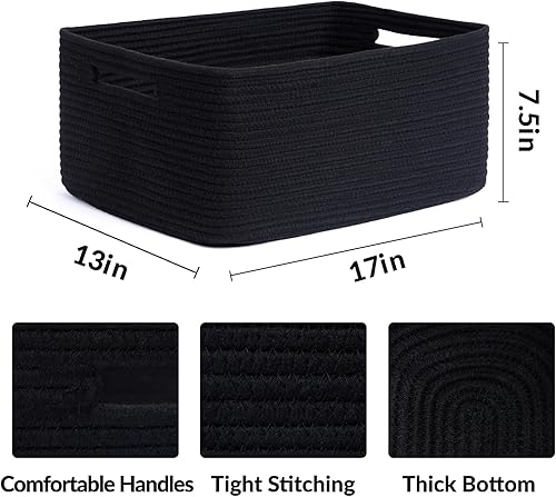 Miniatura 63 de Cestas grandes de almacenamiento para estantes, organizadores de armario, para ropa, manta, toallas, guardería, caja de juguetes, cestas de cuerda