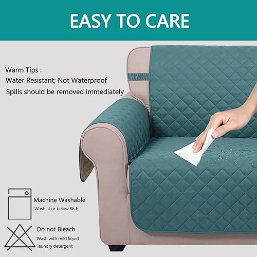 Miniatura 5 de U-NICE HOME Funda de sofá de 2 plazas, reversible, con correas elásticas, resistente al agua, para proteger los muebles contra perros (sofá biplaza