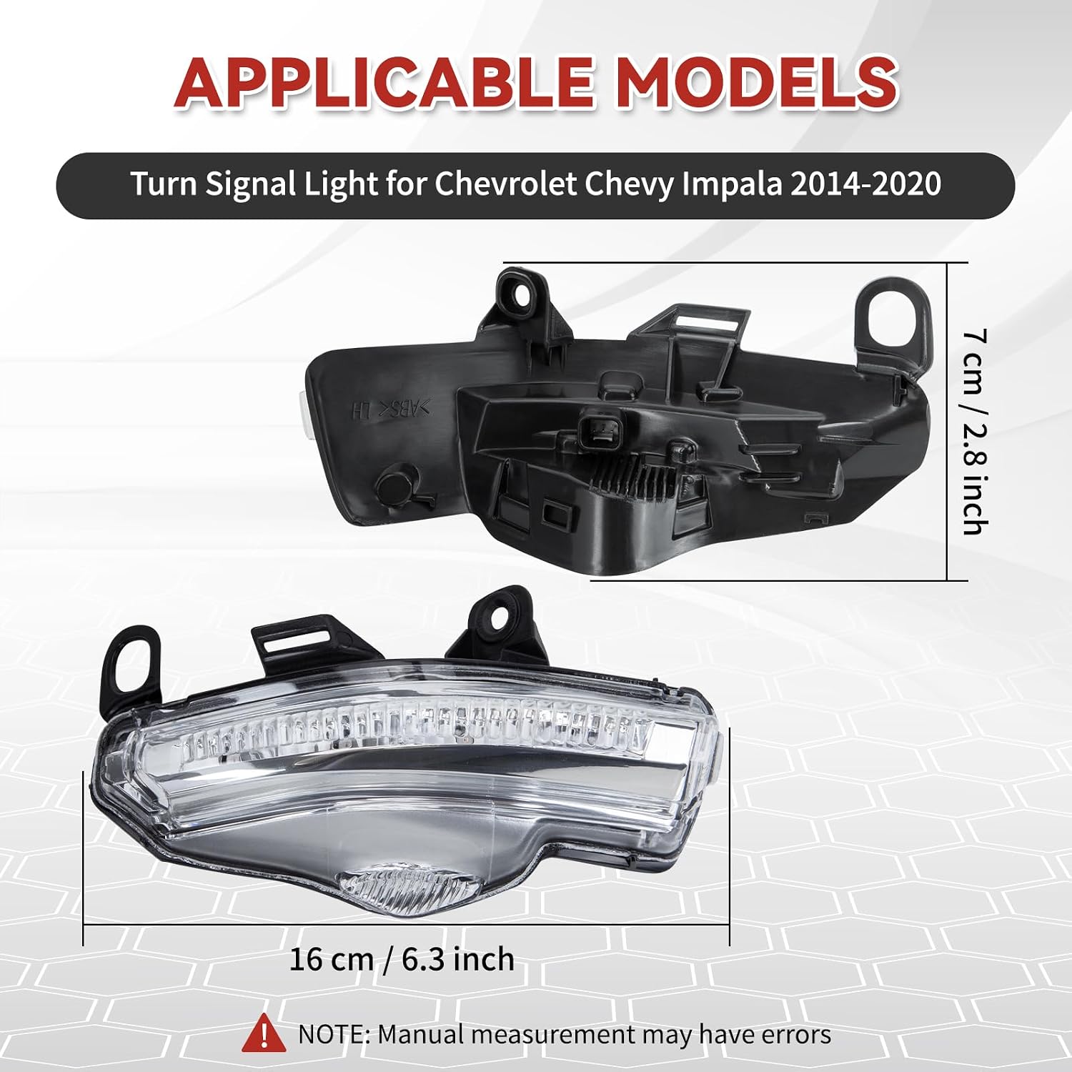 Driver Mirror Turn Signal Light for Chevy Impala 2014-2020