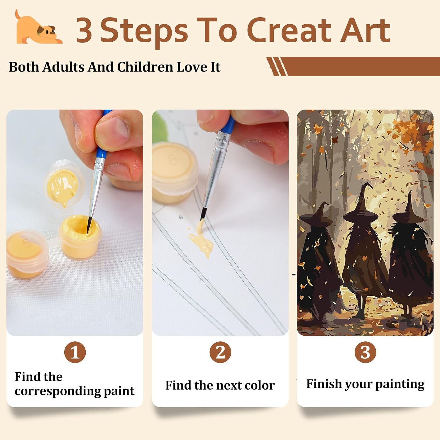 Reivworl Fall Paint by Numbers Kit for Adults, Witch Paint by Numbers, Adult Paint by Number Kits for Gifts and Home Wall Decor 16x20 Inch