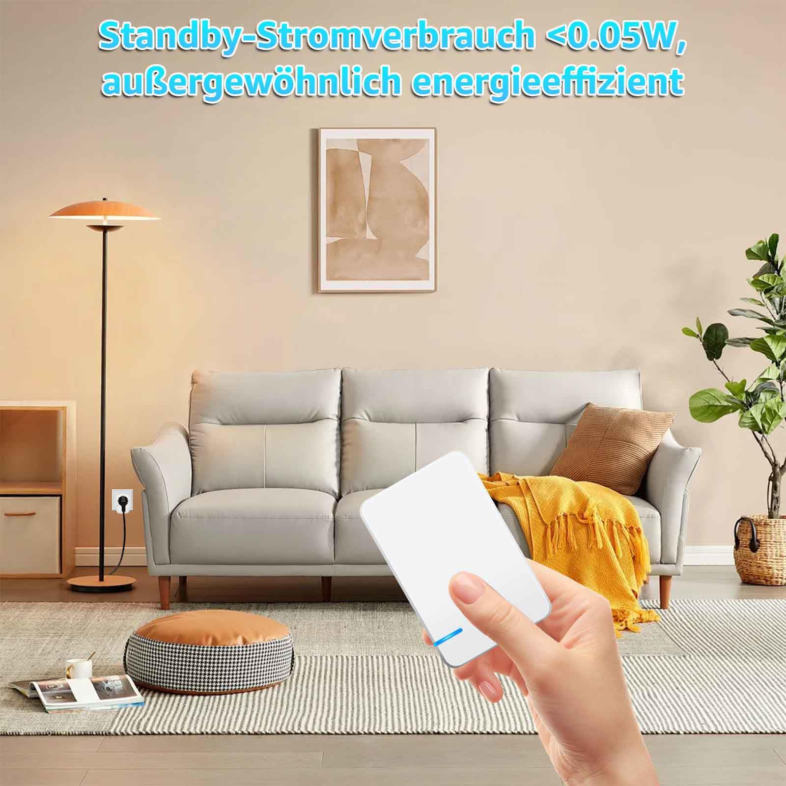 Funksteckdosen mit Fernbedienung,NineLeaf 4 Pack Steckdose mit Fernbedienung，15A/1500W Fernbedienbare Steckdose für Haushaltsgeräte & Weihnachtsdekoration 100m Reichweite, weiß