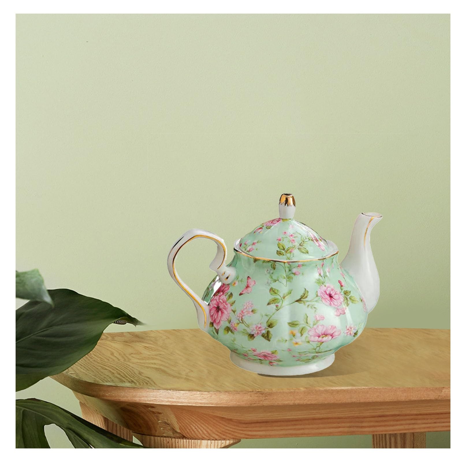 Emaille Teekanne mit Griff Bone China Teekessel Wasserkessel Antik Blumen