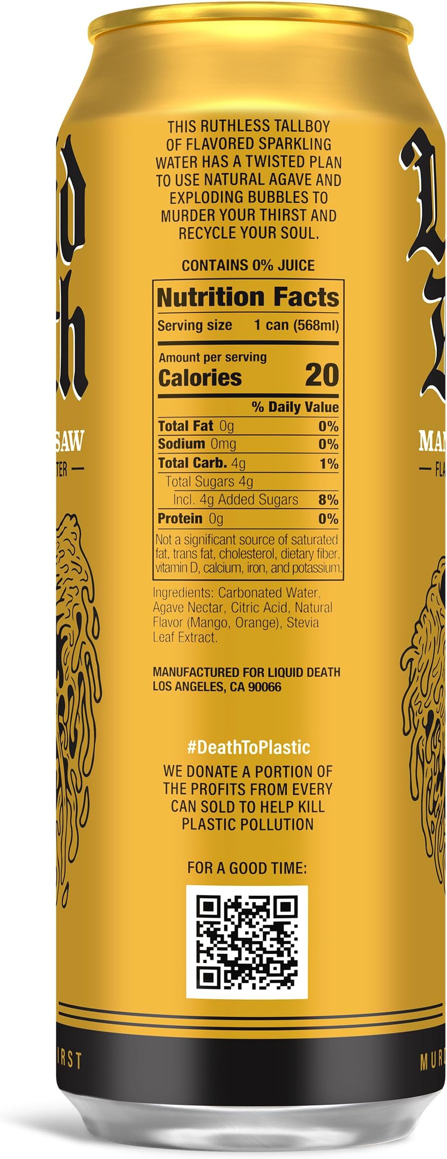 Liquid Death Sparkling Water Mango Chainsaw 153.6FO