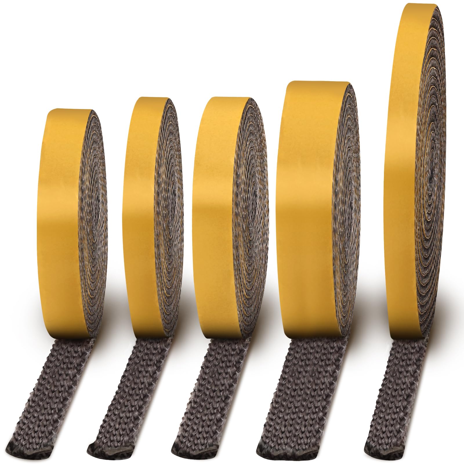 Gucass Joint Poele a Bois 3mm x 10mm x 5m, Joint Insert Cheminée Tressé Auto-adhésif Résistant à 600°C, Joint Plaque de Cuisson en Fibre de Verre pour Poêle, Cheminée, Porte de Four et Tube Poêle
