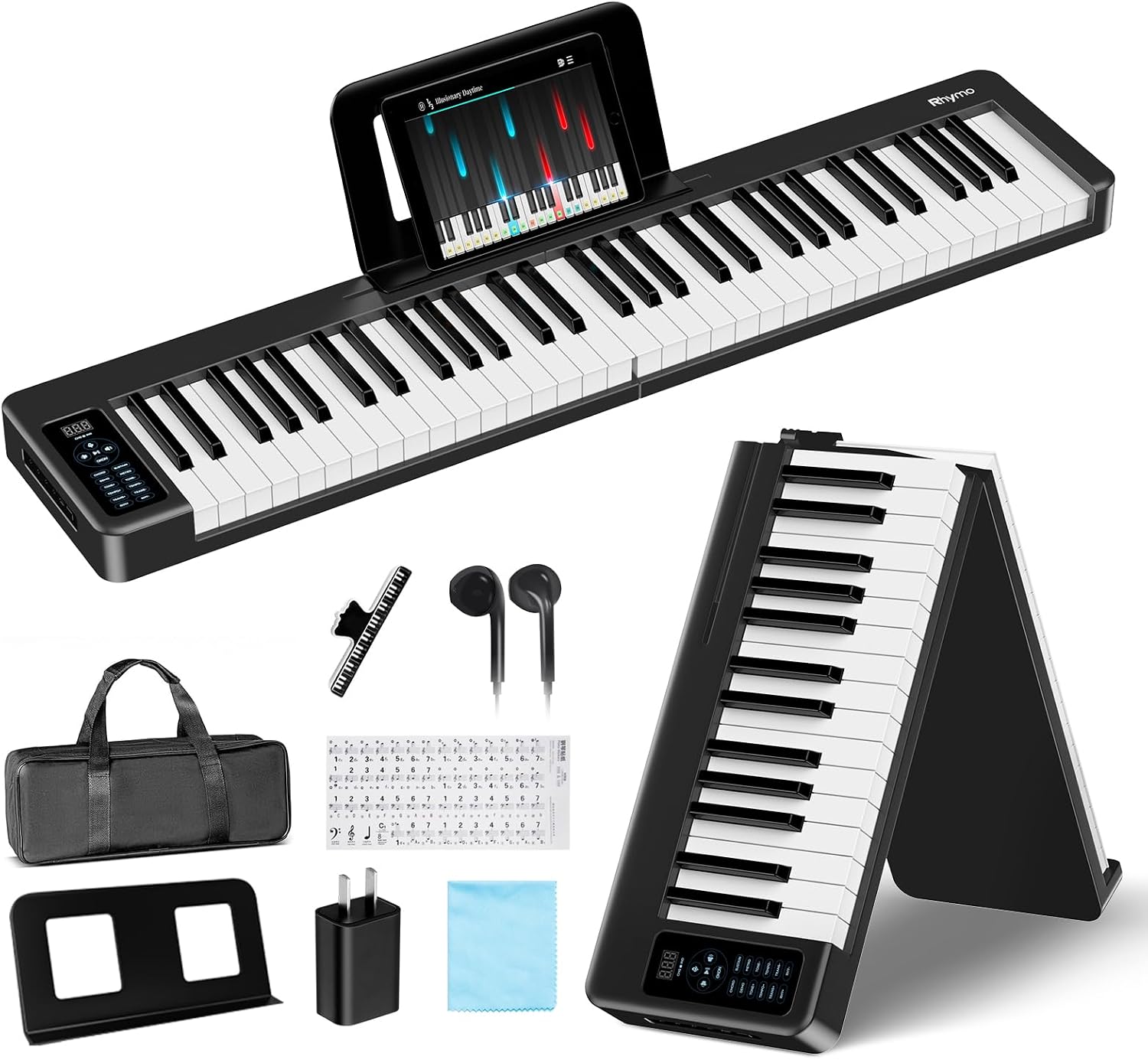 Rhymo piano electrónico plegable 61 teclas