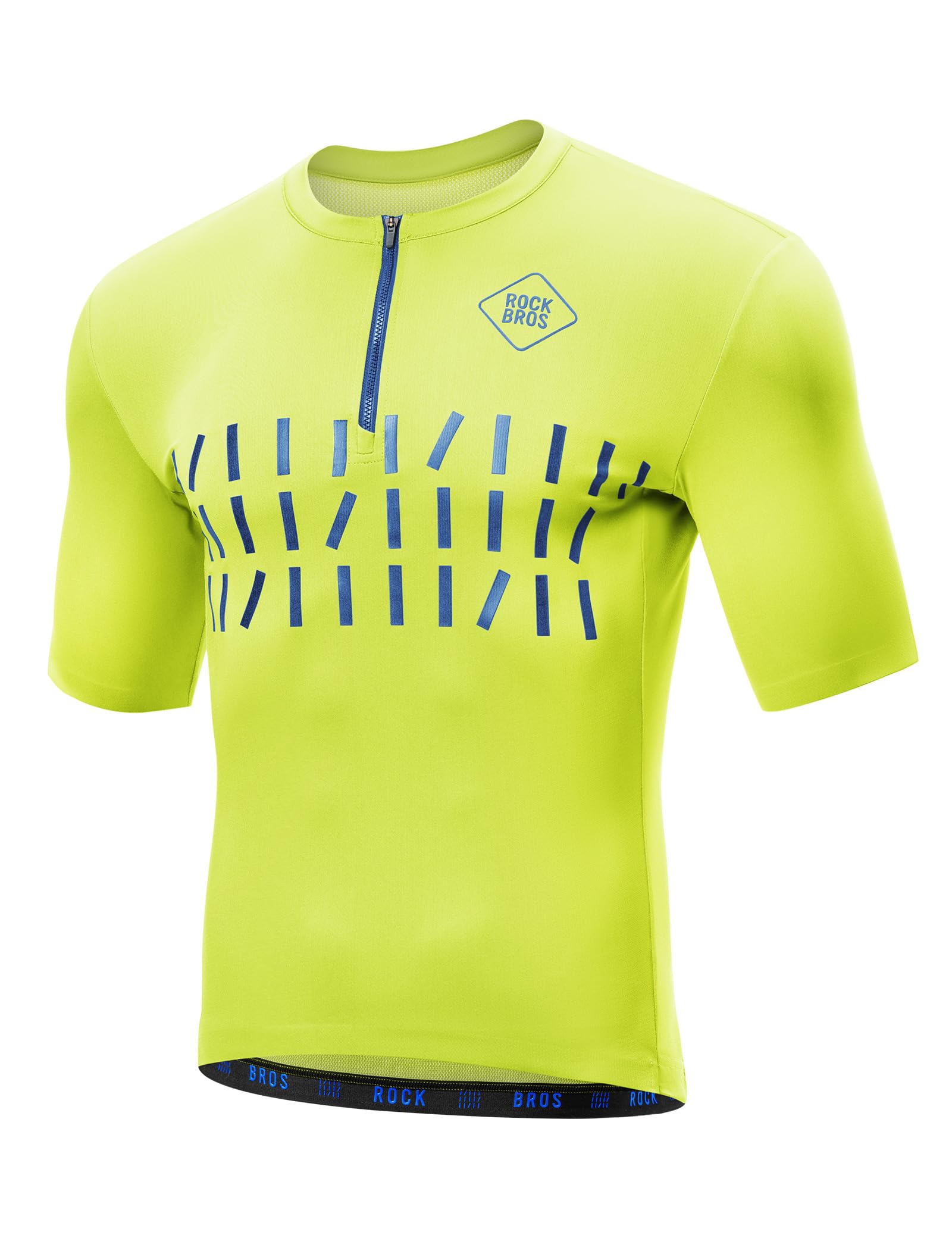 ROCKBROS Fahrradtrikot Kurzarm Herren, Atmungsaktives und Schnelltrocknend Jersey mit 3 Rückentaschen, Reflektierende Radtrikot für MTB Shirt, Pendeln und Freizeit