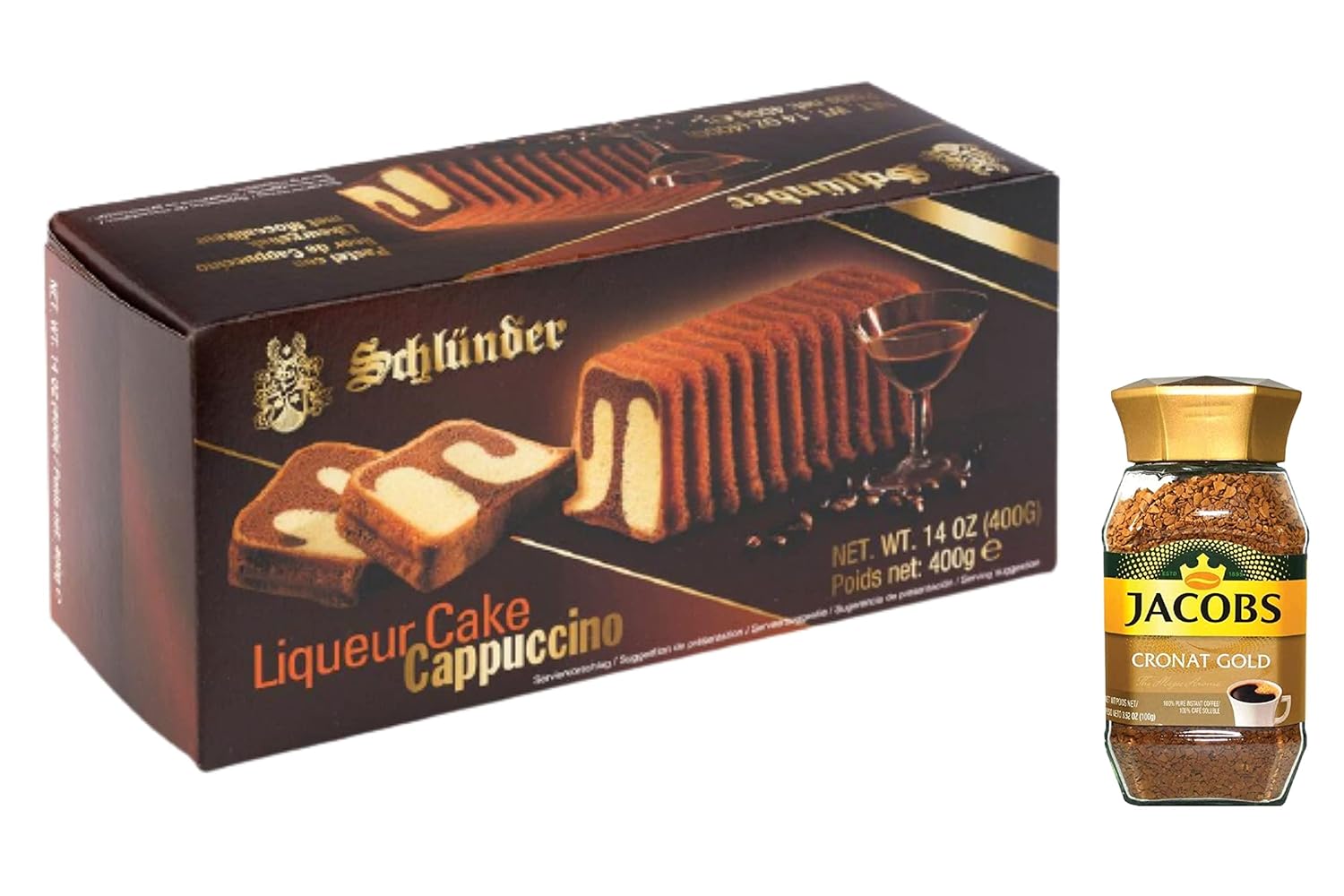 German Coffee & Liqueur Cake Bundle 1 Pack of Jacobs Coffee 3.5 ounce & 1 Pack of