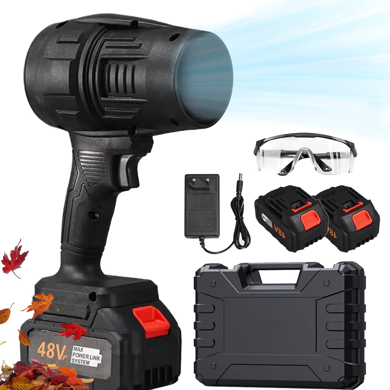Soplador De Aire Potente, Soplador De Hojas Bateria, PortáTil Soplador Turbo Jet, Soplador Aspirador De Hojas con Bateria, para Patio, CéSped Y Hojas Que Soplan (Black)