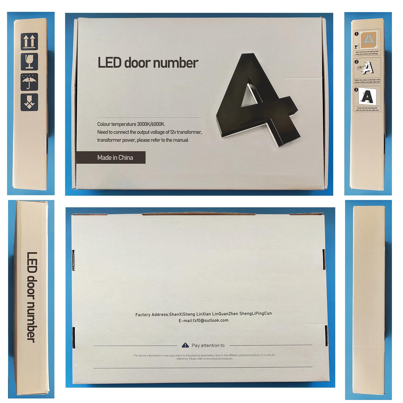 Números de Casa, Números de Dirección de Casa LED Retroiluminados Acero Inoxidable Pulido A Mano Para Carteles Dirección Casa Número de Casa Iluminado Para Exterior Patio Tienda