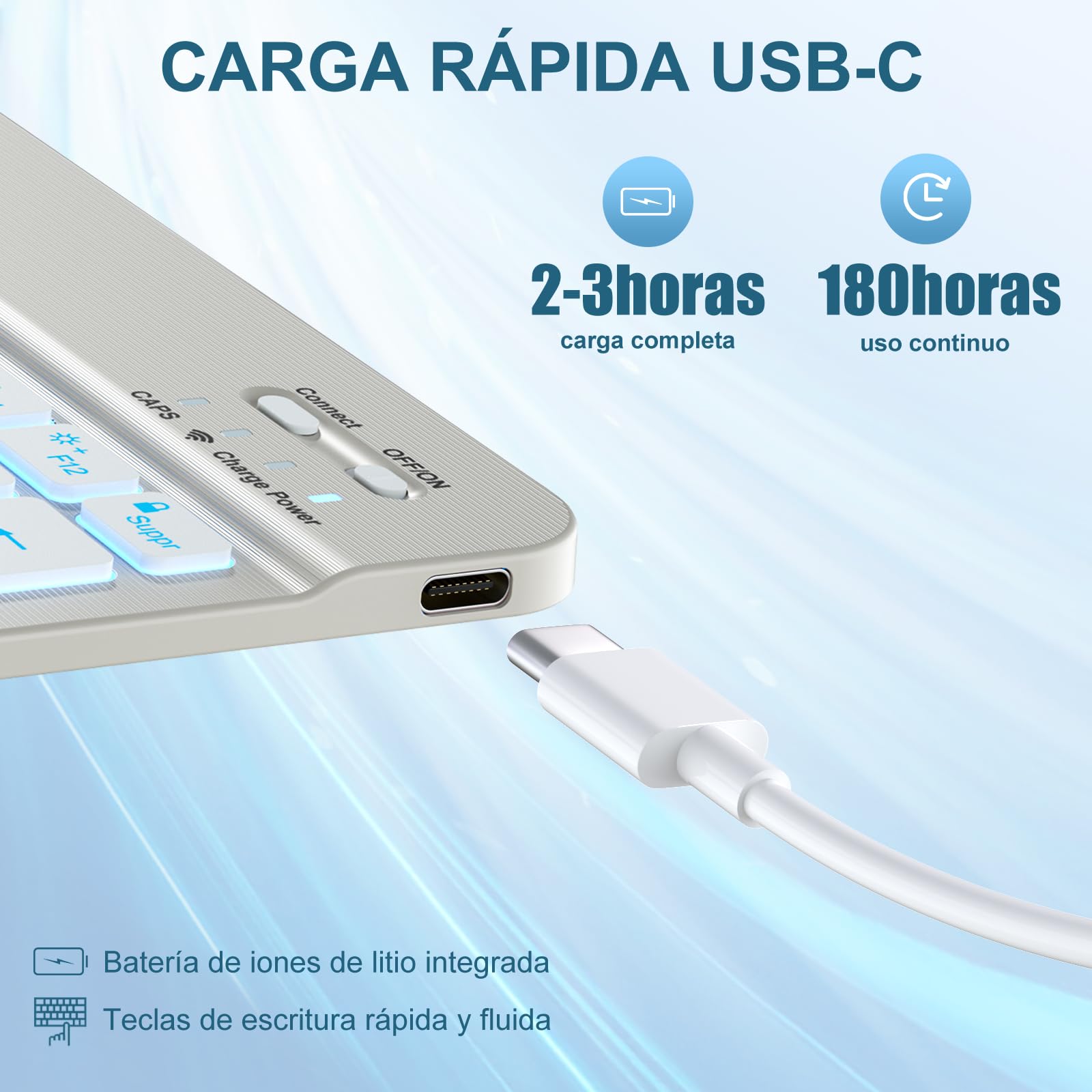 Vobafe Funda Teclado para iPad Air 11 Pulgadas M4 M3 M2 (2026/2025/2024), Teclado para iPad Air 5 4 Generación 2022/2020, QWERTY Español Ñ, Retroiluminación Magnético Bluetooth Keyboard, GrisClaro
