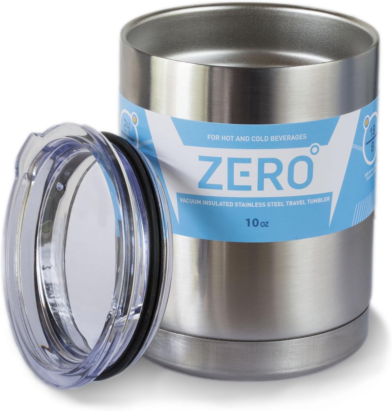 Stainless Steel Tumbler with Lid, Double Wall Vacuum Insulated Travel Mug,Flat and Perfect Size for a Cup of Coffee (10 oz)