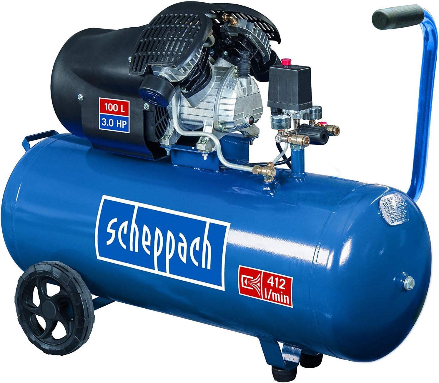 Scheppach Compressor HC100DC, 230 V, 50 Hz, 2200 W, Pack of 1, Blue/Black, Item Number: 5906120901
