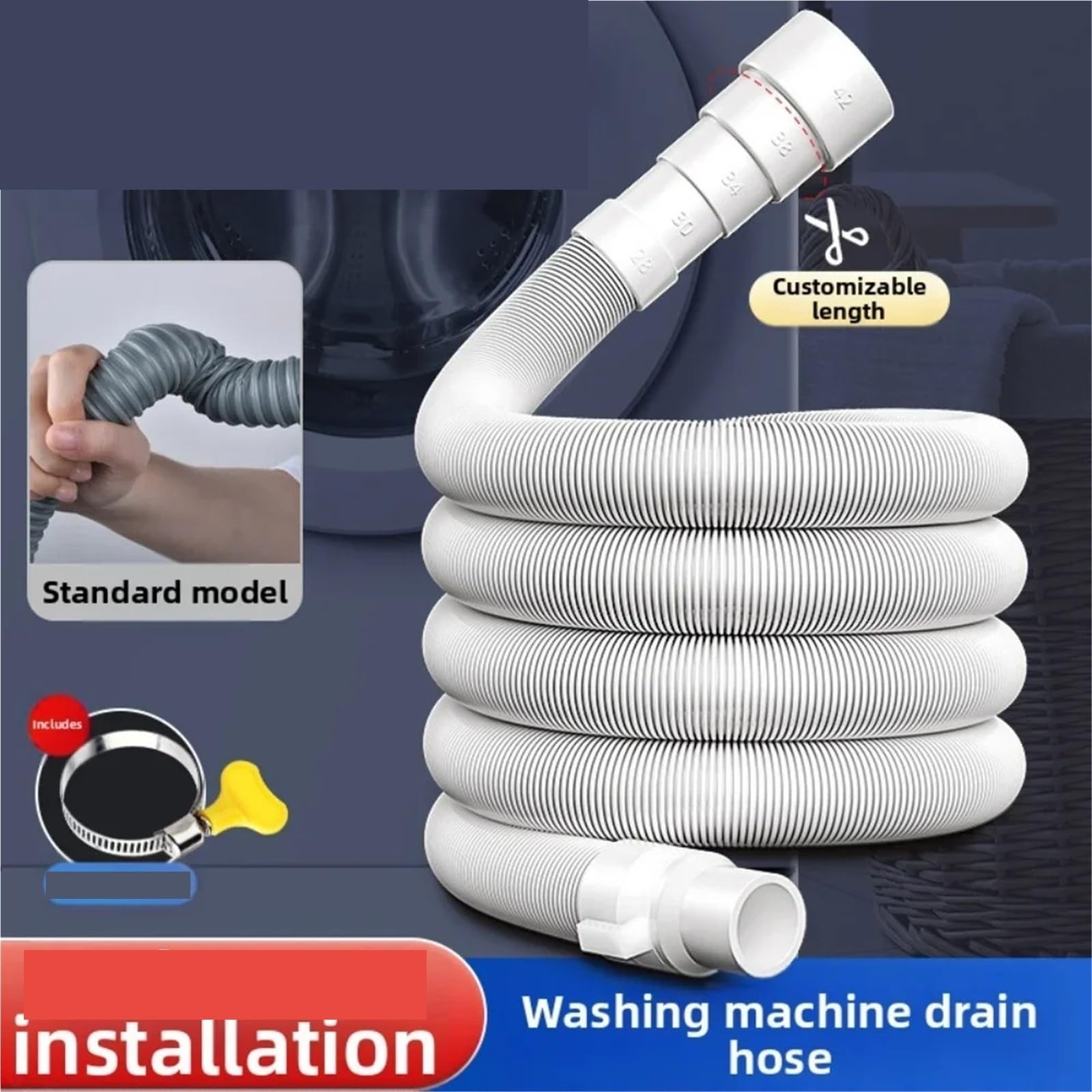 Tubo Di Drenaggio Della Lavatrice 4m-8m | Tubo Di Drenaggio Del Lavabo Automatico Fly(7m-1 set)