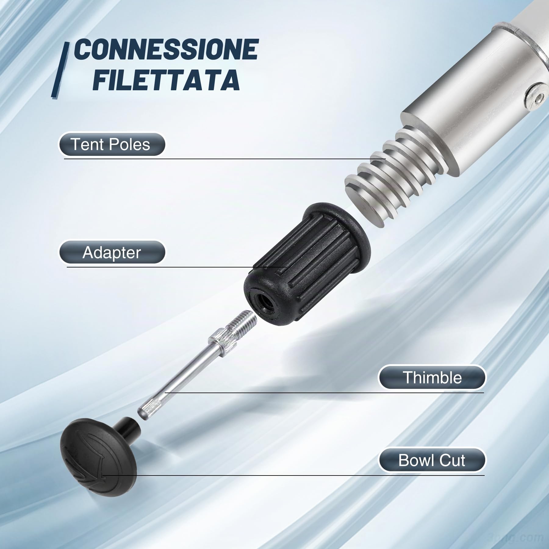 REDCAMP Set di 2 Pali telescopici in Alluminio, estensibili e Regolabili, per Tende da Sole, tettoia, Portico, Vele, telone per Altezza Altezza 2,3 m