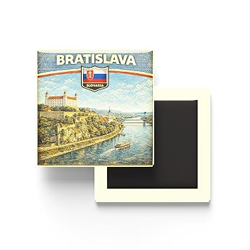 Retro Slovakya Bratislava  ehri Temal  Vintage Buzdolap Magneti   9x9 cm